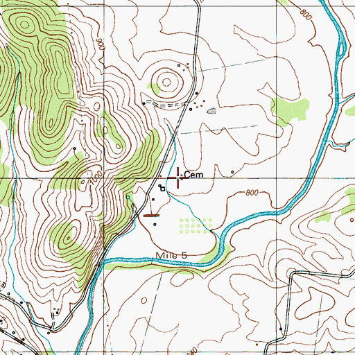 Topographic Map of Cleveland Cemetery, TN
