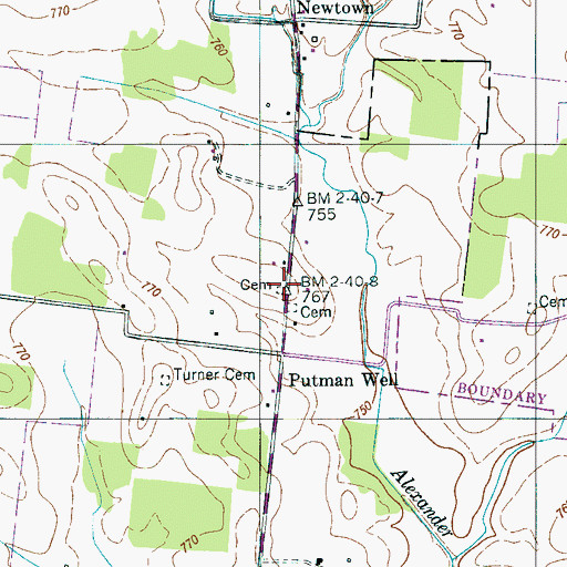 Topographic Map of Cooper Cemetery, TN