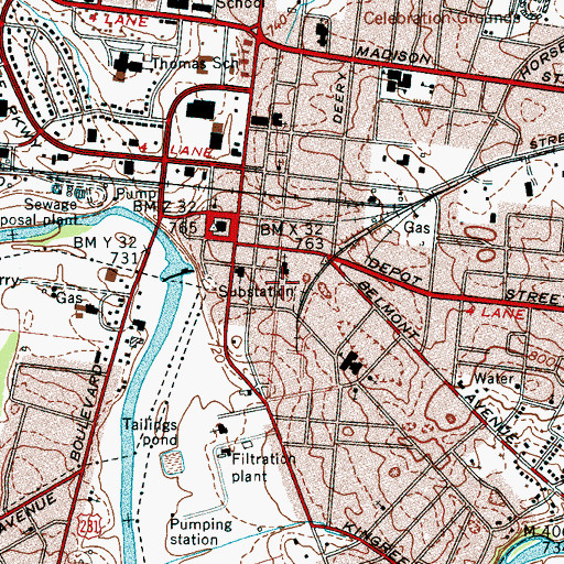 Topographic Map of Cowan Cemetery, TN
