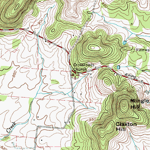 Topographic Map of Crossroads Cemetery, TN
