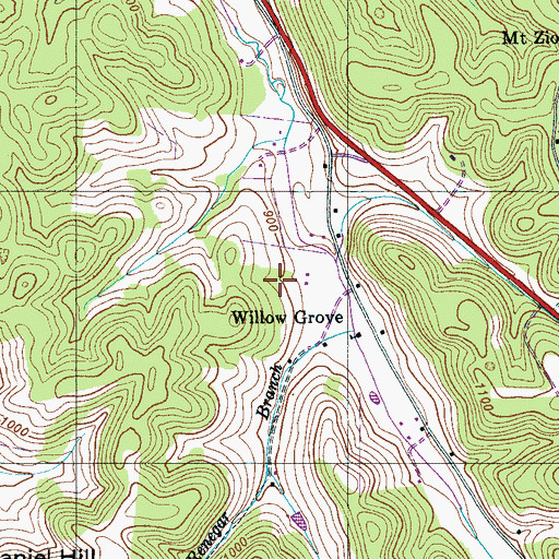 Topographic Map of Daniel Cemetery, TN