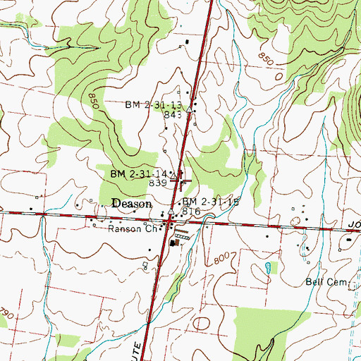 Topographic Map of Deason Church of Christ, TN