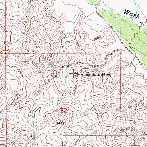 Topographic Map of Vanadium Mine, AZ