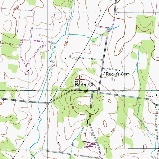 Topographic Map of Enon Cemetery, TN