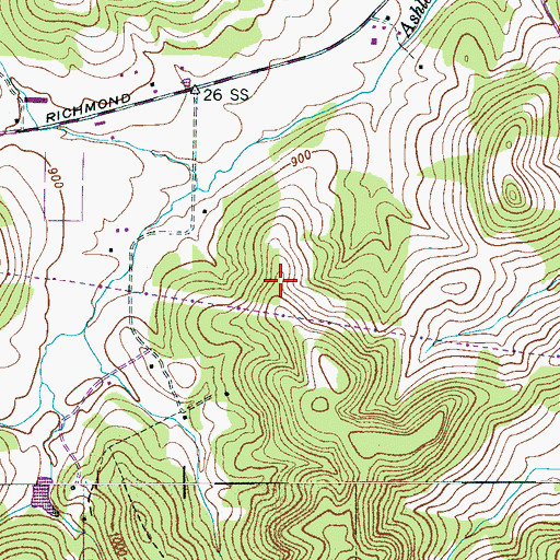 Topographic Map of Gant Cemetery, TN
