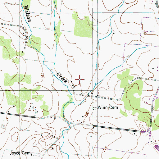 Topographic Map of Garrett Cemetery, TN