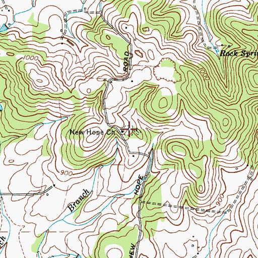 Topographic Map of Hastings Camp Ground Cemetery, TN