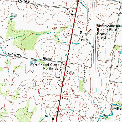 Topographic Map of Harts Chapel School (historical), TN