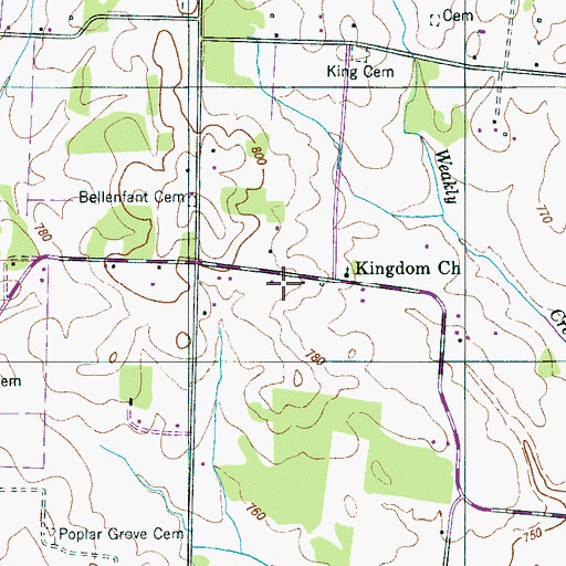Topographic Map of Hendrix Cemetery, TN