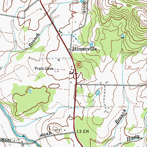 Topographic Map of Himesville Church, TN