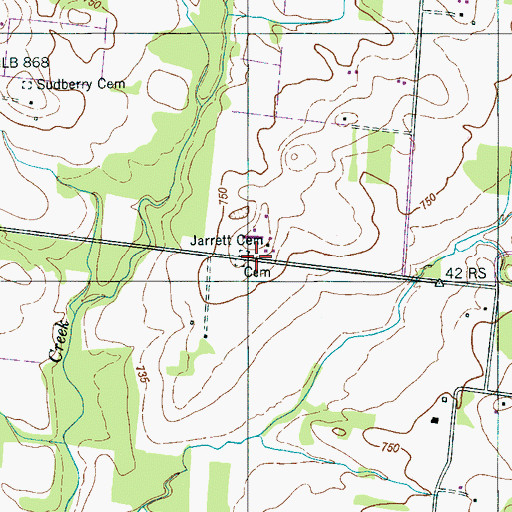Topographic Map of Hoskins Cemetery, TN