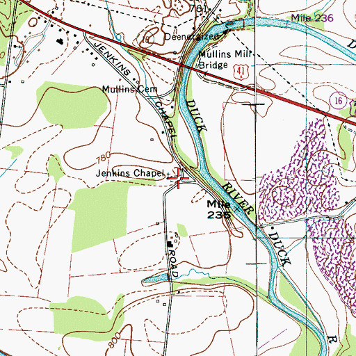 Topographic Map of Jenkins Chapel Cemetery, TN