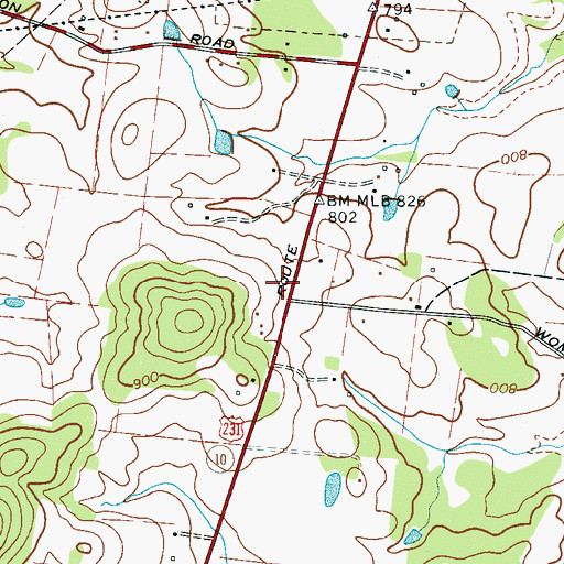Topographic Map of Locust Grove School (historical), TN