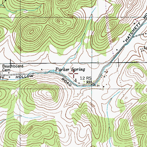Topographic Map of Manley Cemetery, TN