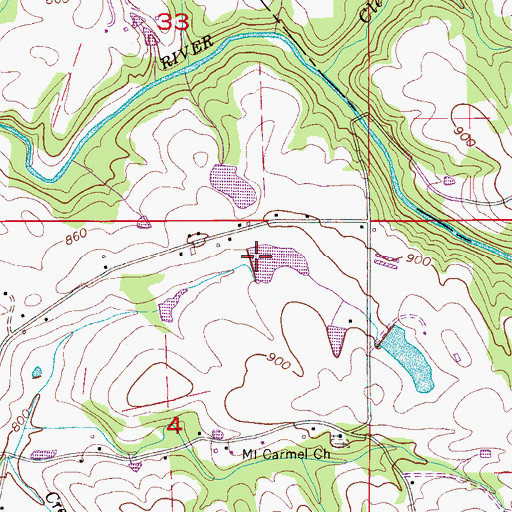 Topographic Map of Ruell Snead Dam Number One, AL