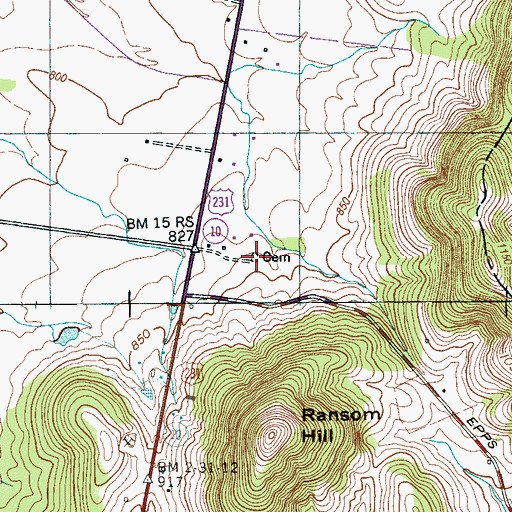 Topographic Map of McElroy Cemetery, TN