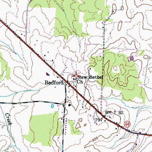 Topographic Map of New Bethel Cemetery, TN
