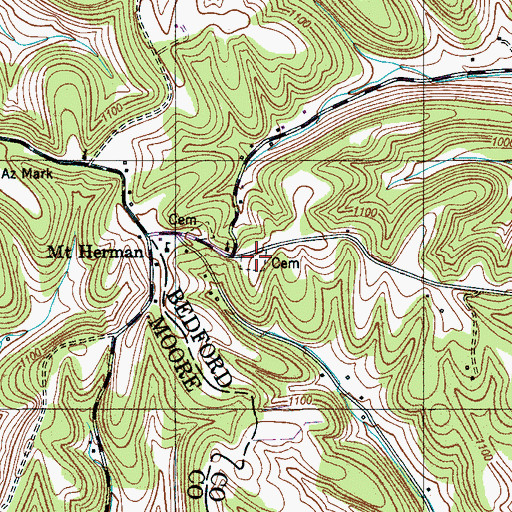 Topographic Map of New Mount Herman Cemetery, TN