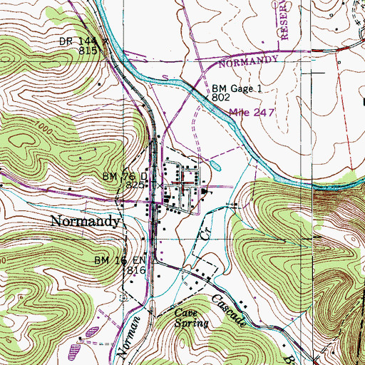 Topographic Map of Normandy United Methodist Church, TN