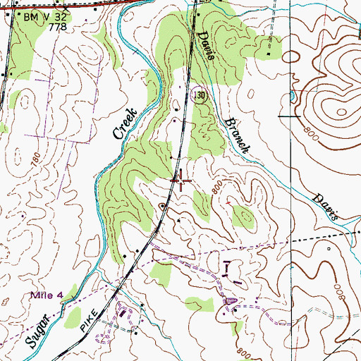 Topographic Map of Oakland School (historical), TN