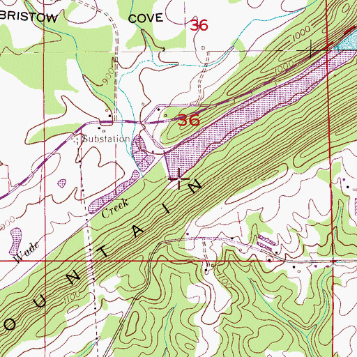 Topographic Map of Bristows Creek Watershed Dam Number 1, AL