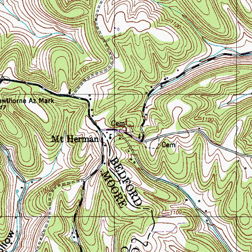 Topographic Map of Old Mount Herman Cemetery, TN