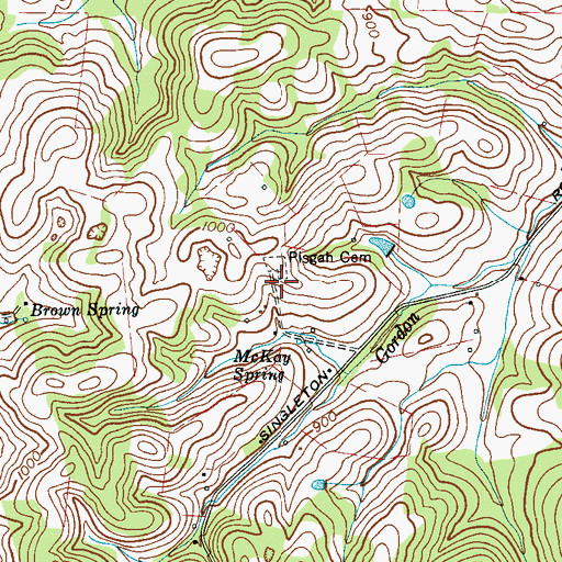Topographic Map of Pisgah Church (historical), TN