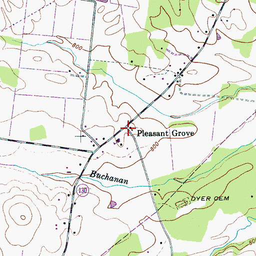 Topographic Map of Pleasant Grove United Methodist Church, TN