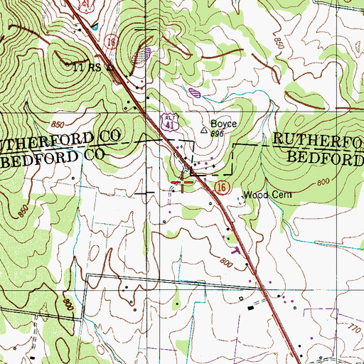 Topographic Map of Potiller Cemetery, TN