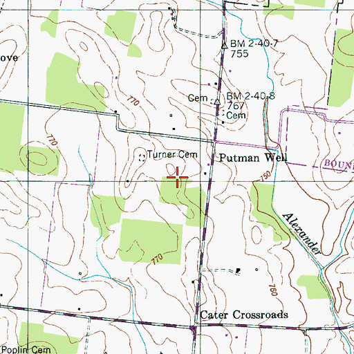 Topographic Map of Putman Cemetery, TN