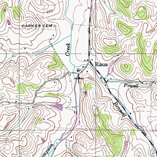 Topographic Map of Raus School (historical), TN