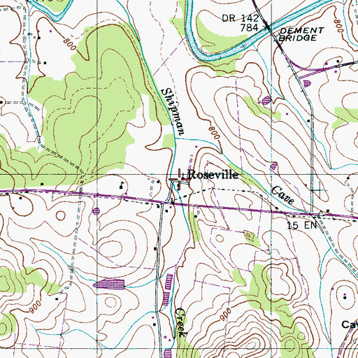 Topographic Map of Rowesville United Methodist Church, TN