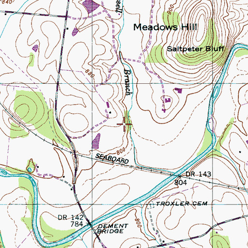 Topographic Map of Russell Cemetery, TN