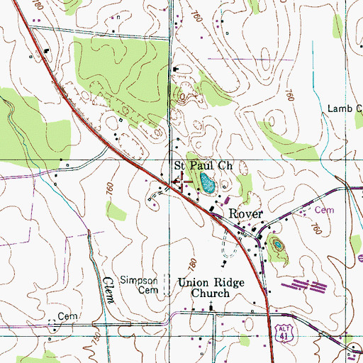 Topographic Map of Saint Paul Cemetery, TN