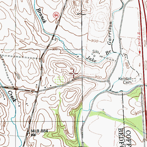 Topographic Map of Shaw Cemetery, TN
