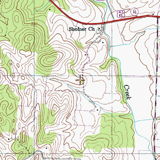 Topographic Map of Shofner Cemetery, TN