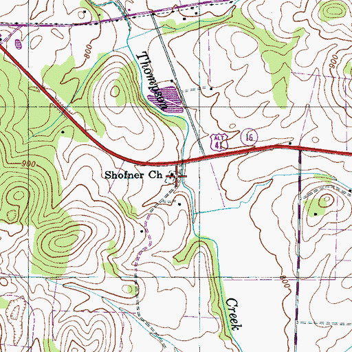 Topographic Map of Shofner Cemetery, TN