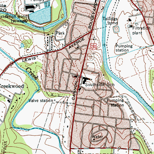 Topographic Map of Southside Baptist Church, TN