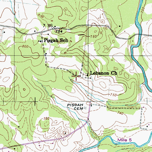 Topographic Map of Story Cemetery, TN