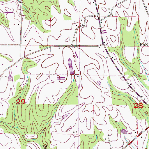 Topographic Map of Roy Shaw Dam, AL