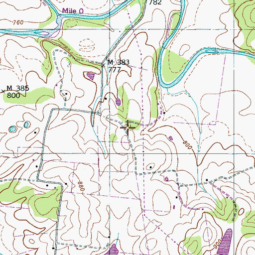Topographic Map of Three Forks Cemetery, TN