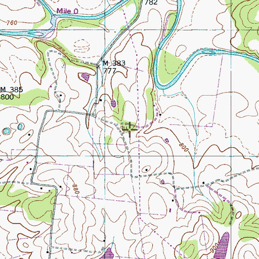 Topographic Map of Three Forks Church (historical), TN