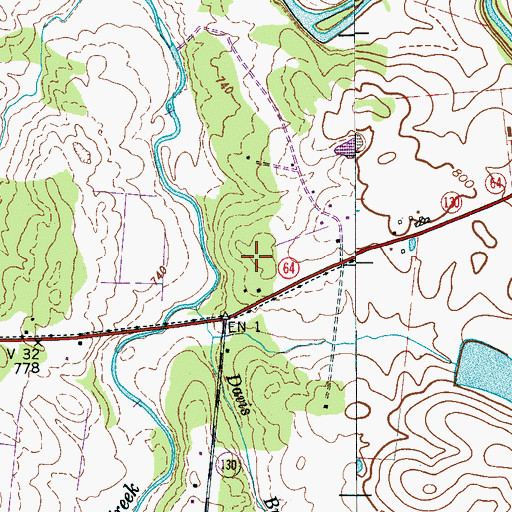 Topographic Map of Thompson Cemetery, TN