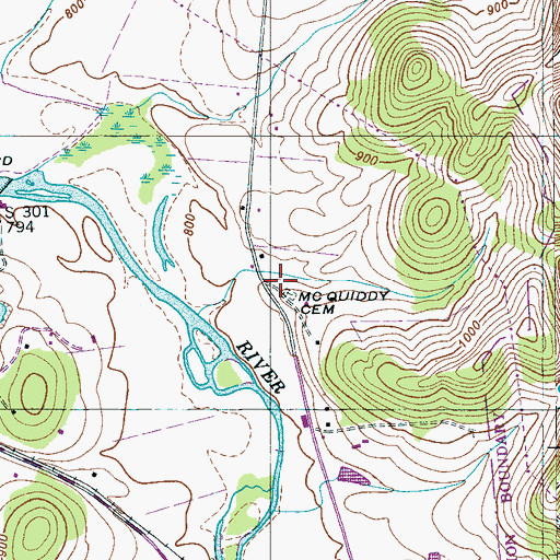 Topographic Map of Waite Cemetery, TN