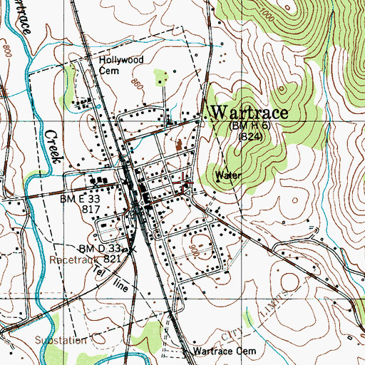 Topographic Map of Wartrace Baptist Church, TN