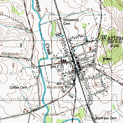 Topographic Map of Wartrace School, TN