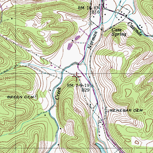 Topographic Map of Weaver Cemetery, TN