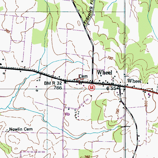 Topographic Map of Wheel Cemetery, TN