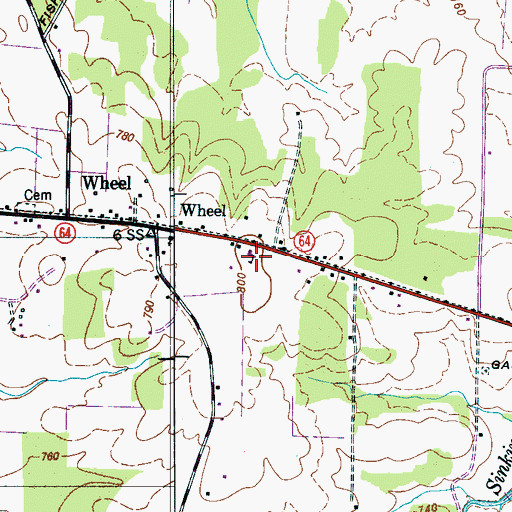 Topographic Map of Wheel School (historical), TN