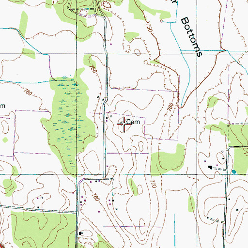 Topographic Map of Wray Cemetery, TN